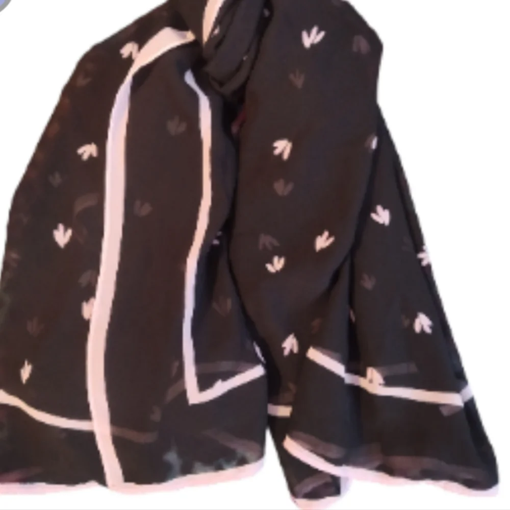 A New Day Large Black Scarf With Pink Petals - Picture 3 of 4